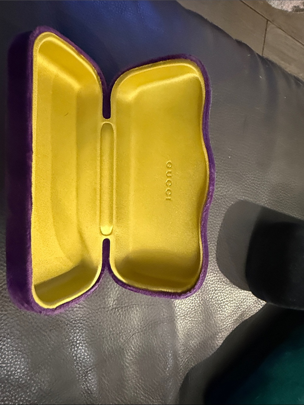 Gucci Purple Velvet Sunglass Case with Yellow Interior